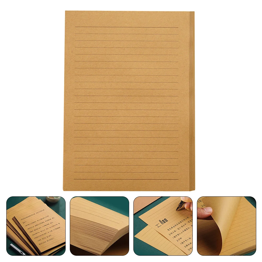 100 Sheets Kraft Paper A5 Letter Writing Message Reminding Papers Stationery Retro Write Student