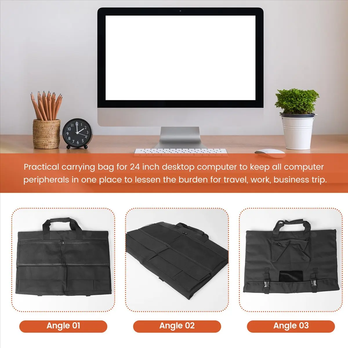 AAAE Travel Carrying Case for 24Inch Desktop Computer,Protective Storage Bag for Monitor Dust Cover with Handle