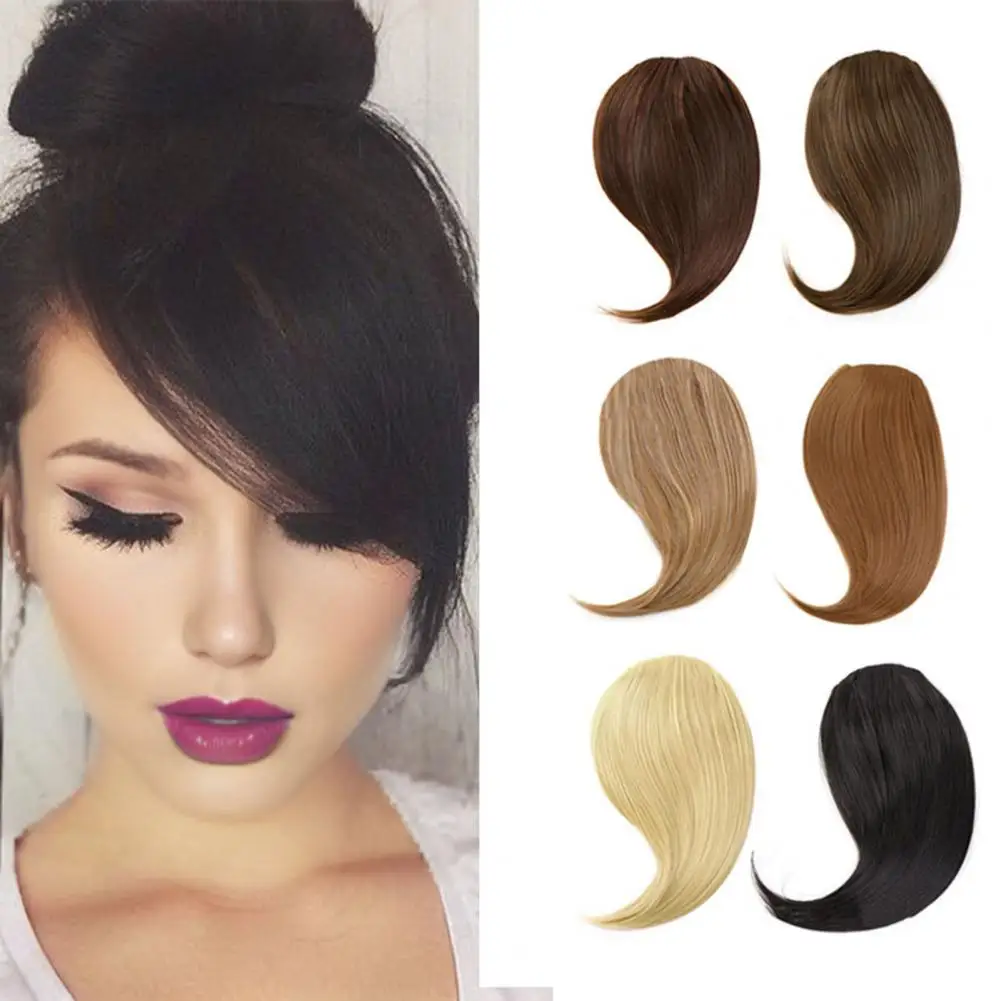 Women Clip-in Side Bangs Natural Thick Matte Forehead Hair Extensions Bangs Black Brown Blonde Bangs Fringe Wig Hairpieces