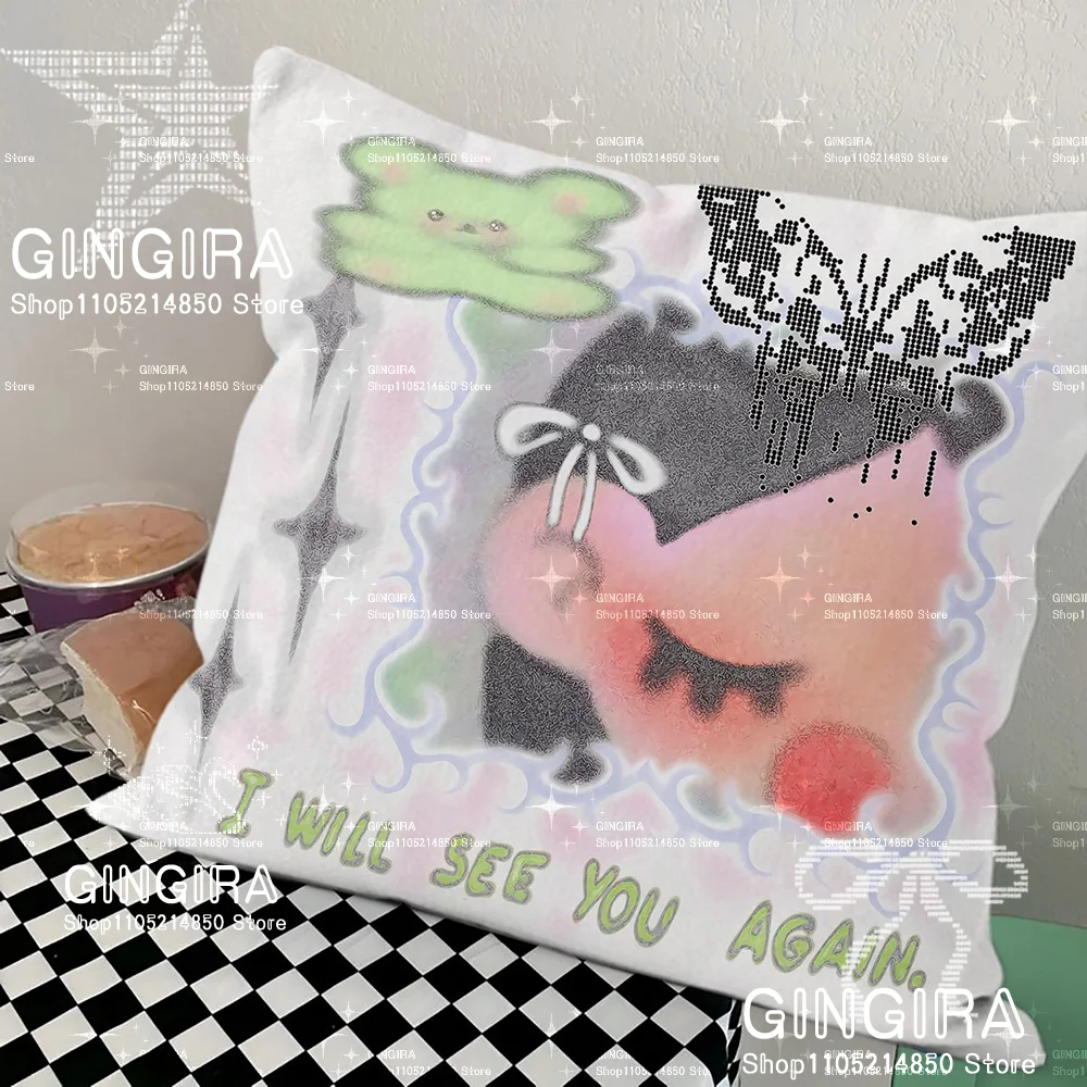 Home Decor Y2K - ปลอกผ้านวมสไตล์ Y2K สำหรับตกแต่งบ้านสไตล์มินิมอลสมัยใหม่ ปลอกหมอนรองหลังเบาะรถยนต์ ปลอกหมอนทรงสี่เหลี่ยม