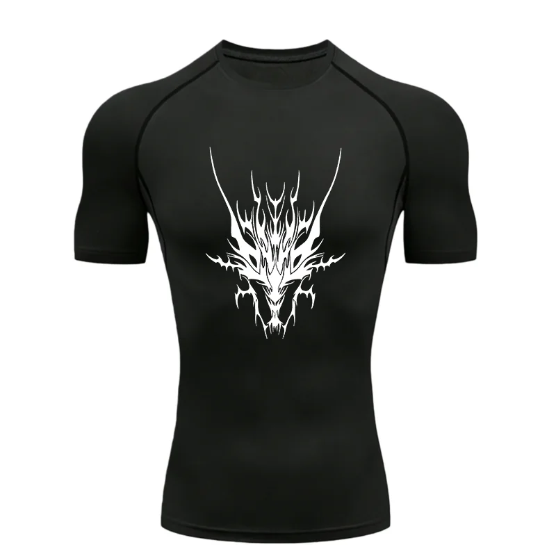 Black Dragon 2026 Men's Sports T-shirt Training Fitness Compression Athletic Tees Workout T-Shirt