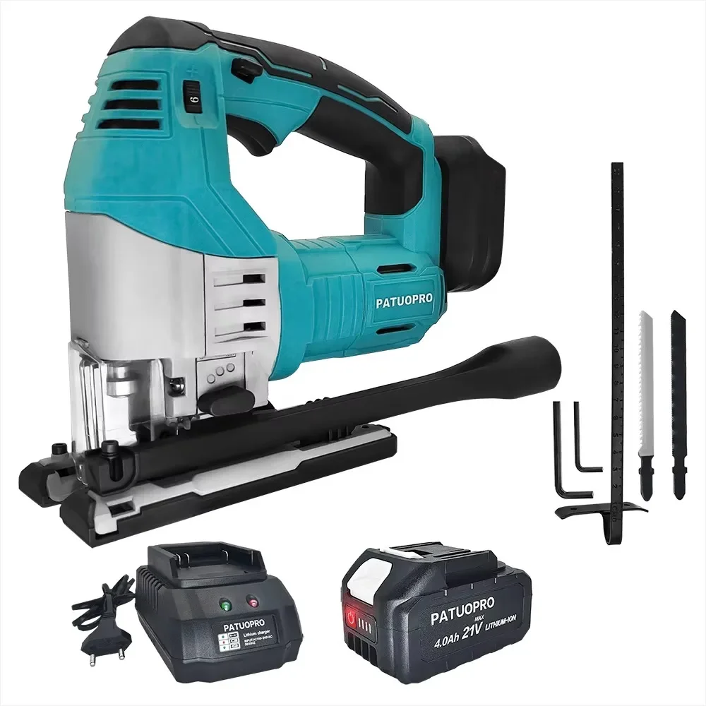 4-Position Rechargeable Brushless Cordless Electric Jigsaw 6-Speed Adjust 0-45º Woodworking Handheld Saw For Makita 18v Battery