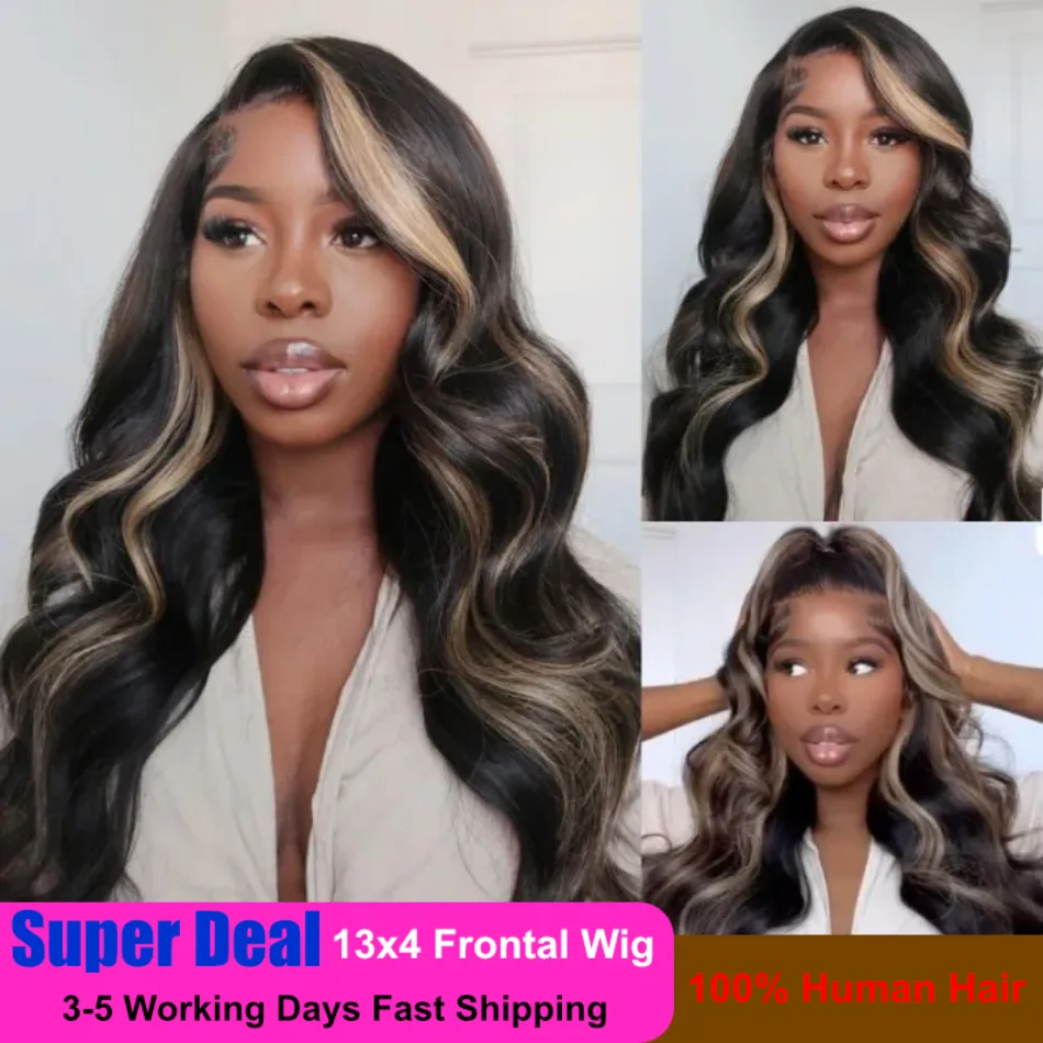 

UNice Hair Balayage Blonde Highlights 13x4 Lace Front Wig Body Wave Pre plucked Glueless Human Hair Lace Frontal Wigs for Women