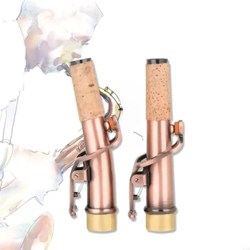   Saxophone Neck Set with Curved Neck and Straight Neck for Soprano Saxophone Pack of 2 Metal Wooden Saxophone Accessories