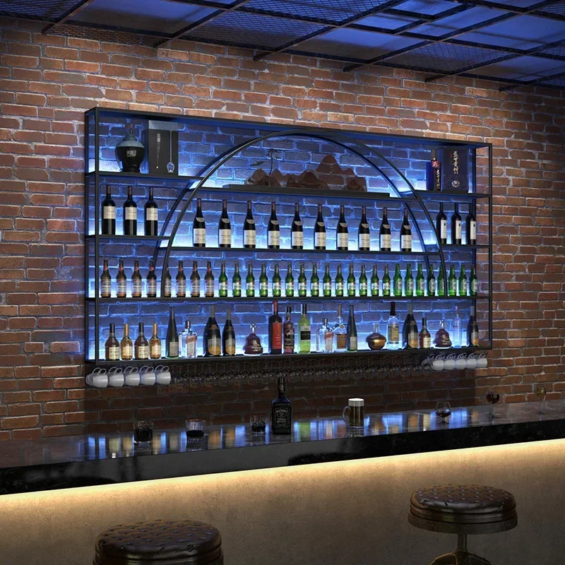 

Liquor Showcase Whiskey Display Coffe Organizer Furniture Wall Wine Shelf Bar Cabinet Bottles Drink Vitrina Modern Nightclub