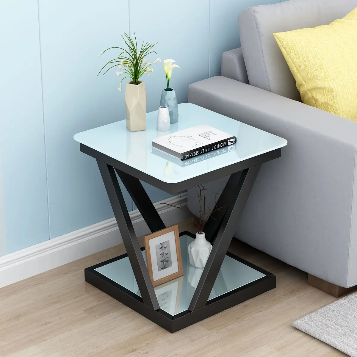 -For  Modern Scandinavian Storage Shelf Floor Tea Desk Coffee Table Living Room Center Sofa Side Table Sleek Design A637905&