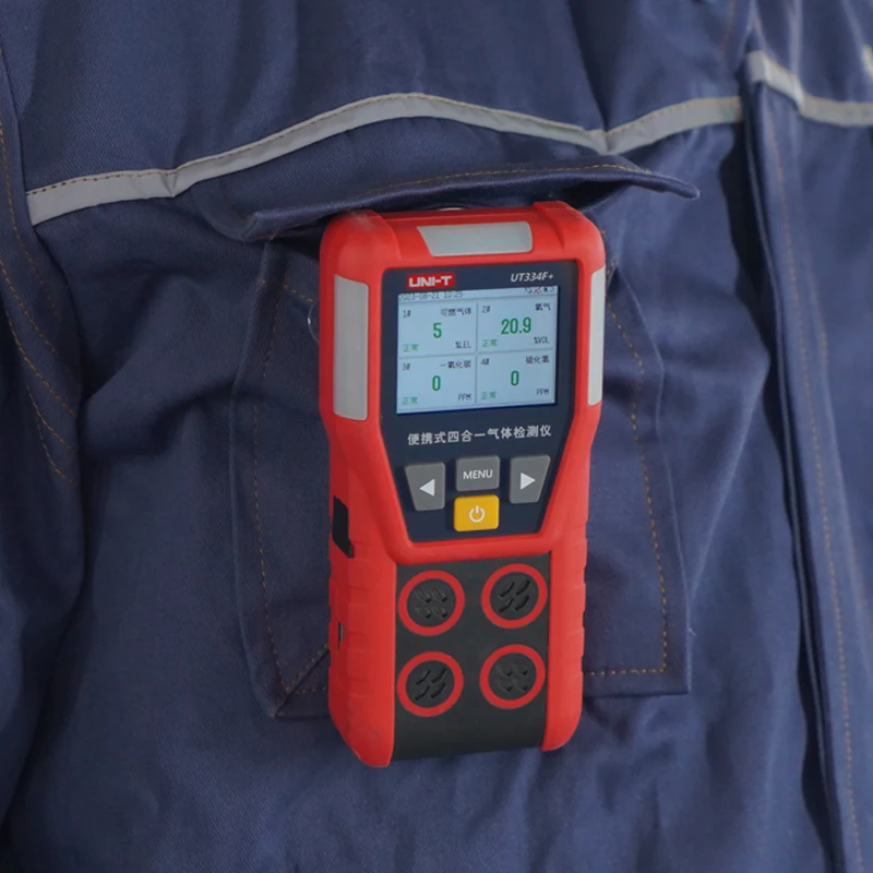UNI-T UT334F+ Portable Voice Type 4-in-1 Gas Detector/O₂/CO/H₂S/Combustible Gas/USB Communication