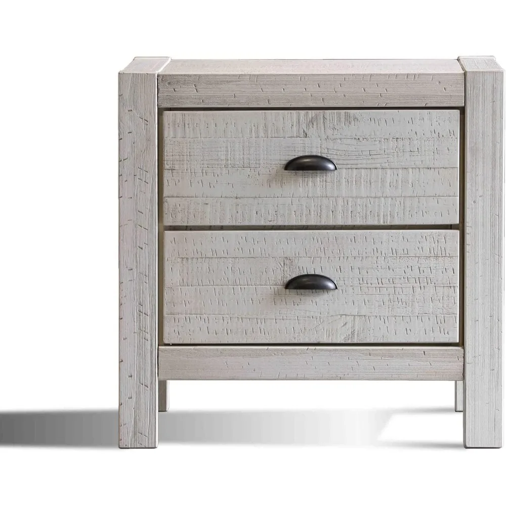 منضدة ريفية ذات درجين من الخشب الصلب باللون الأبيض الفاتح