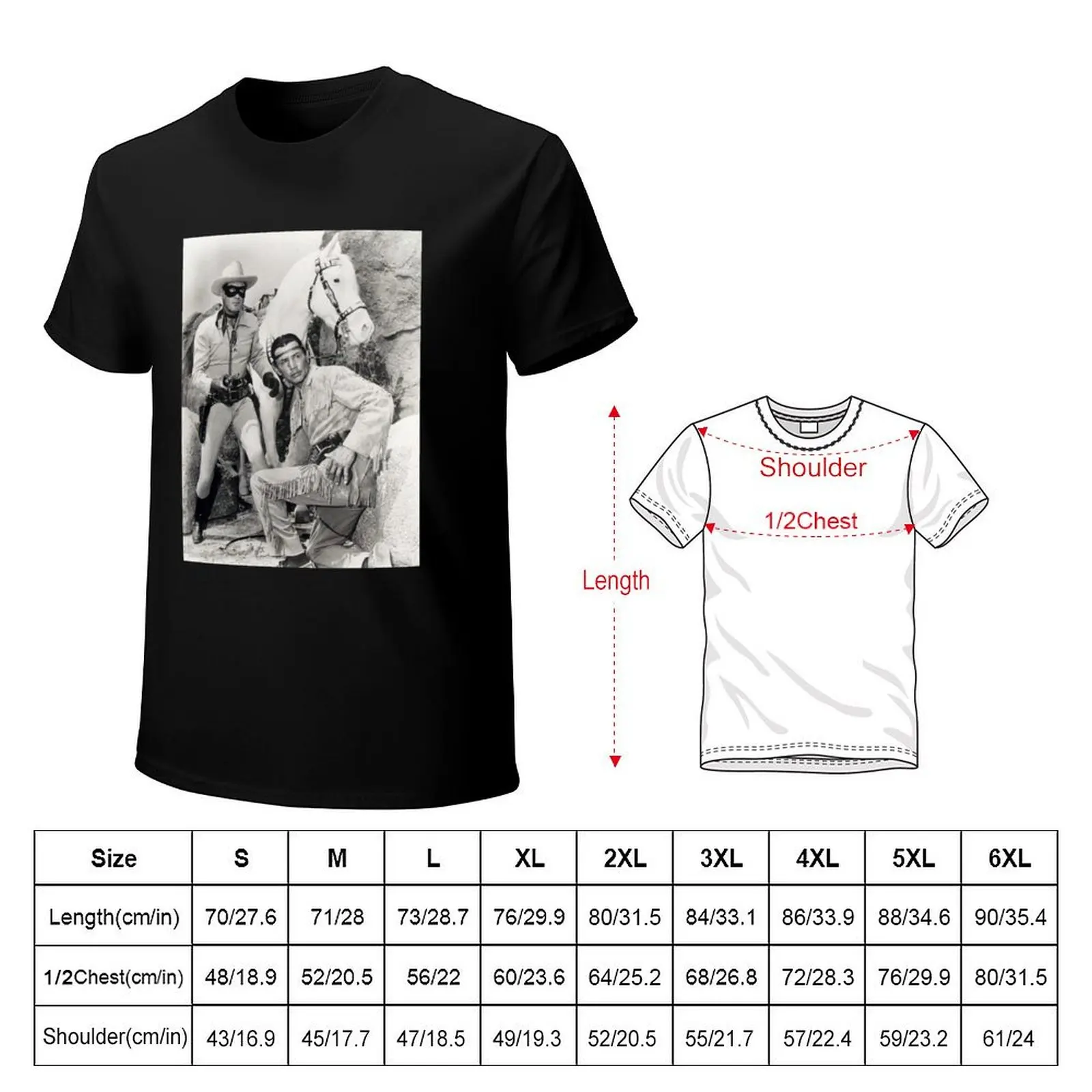 Lone Ranger and Tonto Clayton Moore and Jay Silverheels T-Shirt Retro Style Print Casual Top