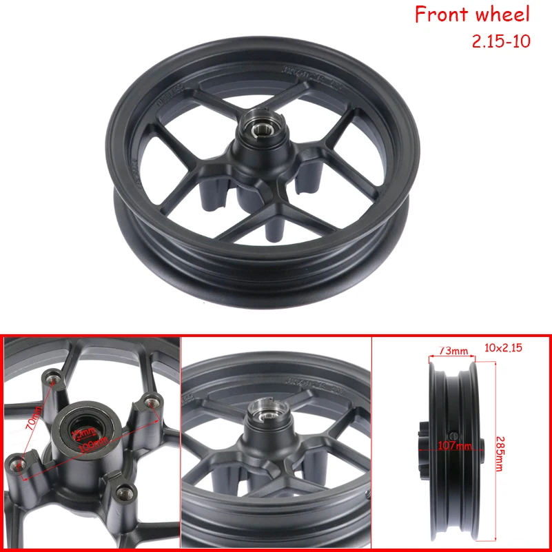 12/15mm hole10inch Front 2.15-10 and Rear 2.50-10 with Sprocket & Disc brake Rims Refitting for Dirt bike Pit Bike Vacuum Wheel