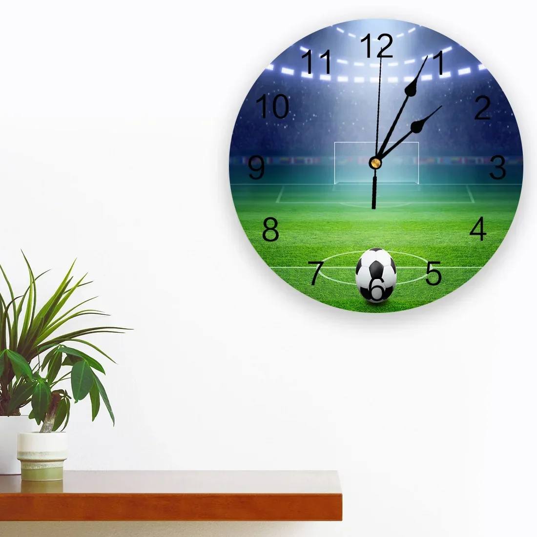 Football Green Stadium Lights Soccer PVC Wall Clock Modern Design Home Decor Bedroom Silent Oclock Watch Wall for Living Room