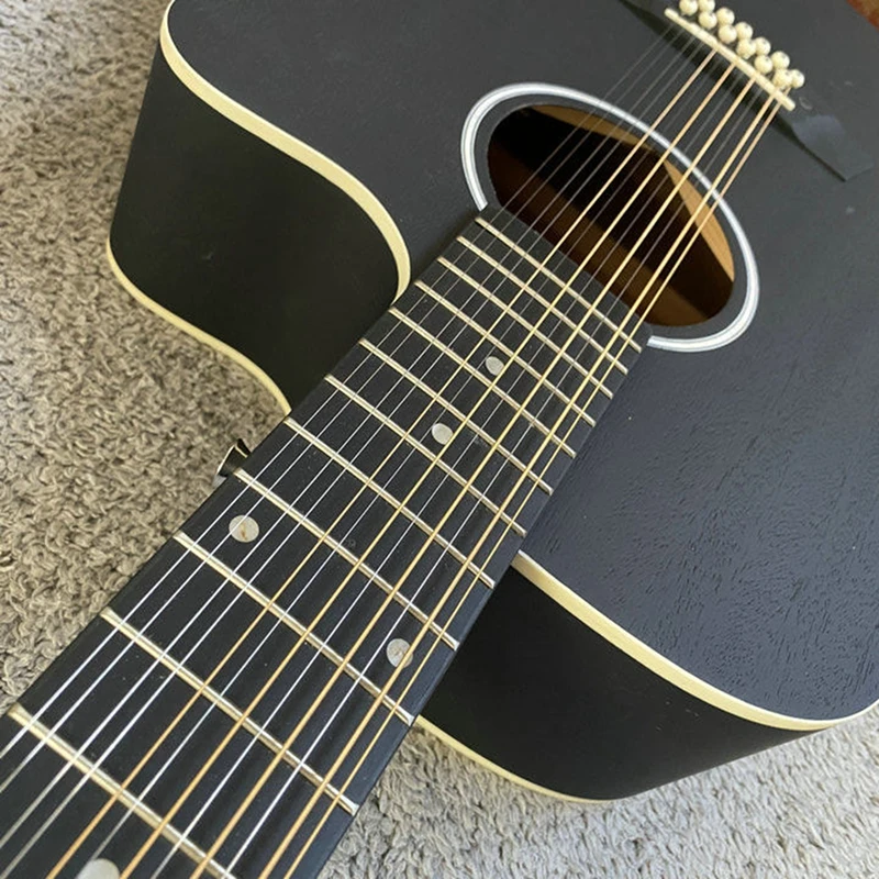 N443 12-String Acoustic Guitar – Matte Black Finish, Mahogany Build, 20 Frets, Factory Stock, Great Deal