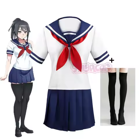 Anime Yandere Simulator Ayano Aishi Cosplay Costumes Game Girls JK Uniform Outfit Sailor T-shirt with Skirt And Socks Set Party