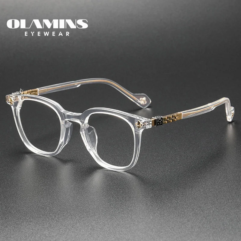 OLAMINS​ Hot Sales Titanium Legs Eyewear Men Optical Frames Blue Light Blocking Square Glasses Eyeglasses Frame