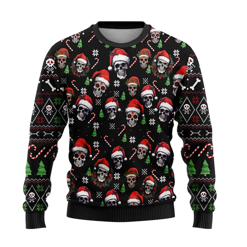 Cute Animal 3D Printed Ugly Christmas Sweater For Men Women Clothes Funny Skull Design Graphic Sweatshirts Casual Crewneck Tops