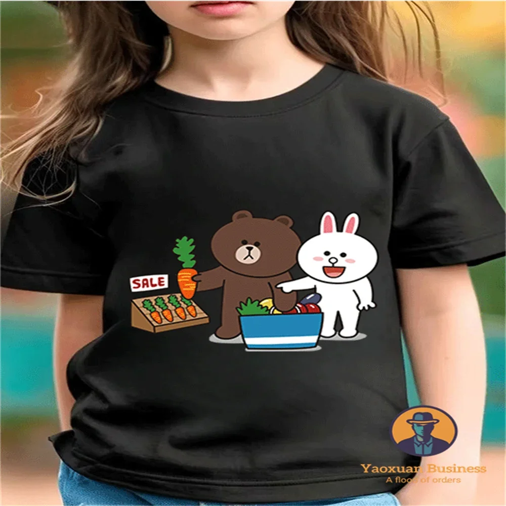 

Stylish 2-14Y Boys Girls Pure Cotton Short Sleeve T Shirt BROWN Print Summer Hot Sale Clothes
