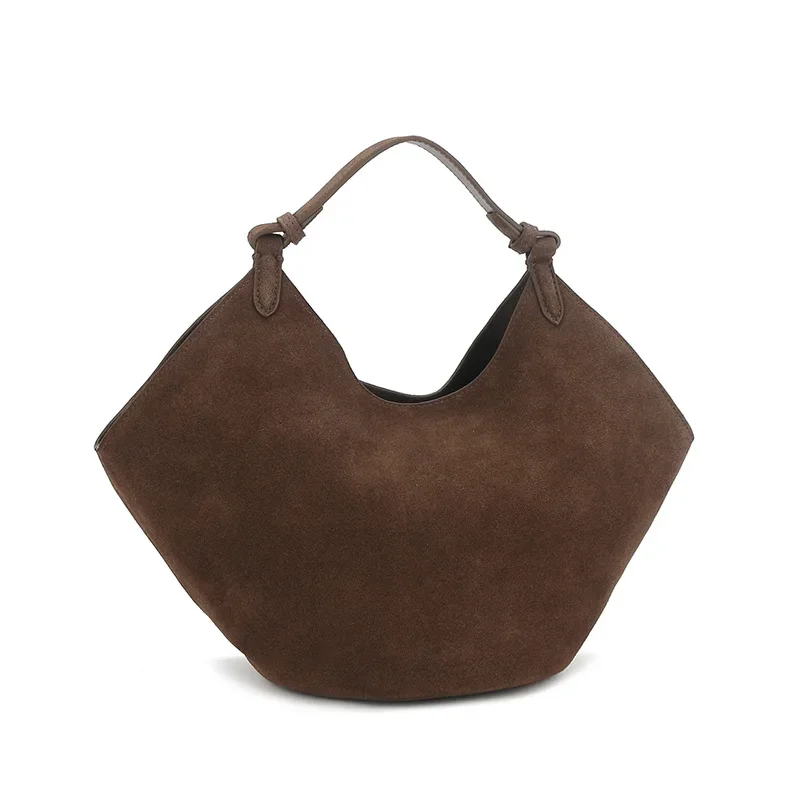 

Women's Kh@*Suede Tote Frosted Bucket Bag Brown Leather Minimalist Handbag Ladies Carrying Bags Purses