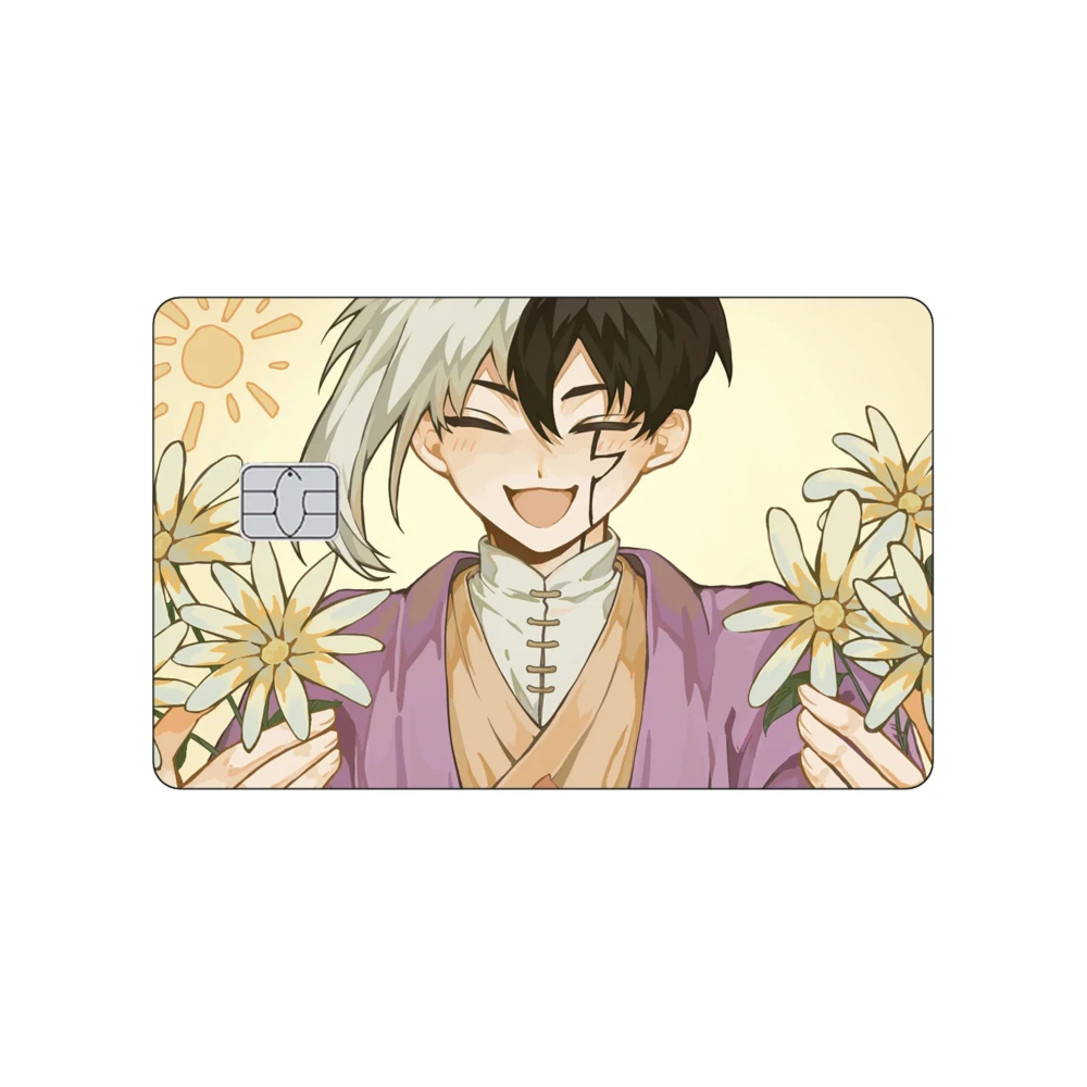 ملصقات كرتونية غير لامعة لبطاقة الائتمان Anime Dr.STONE لبطاقة البنك VISA JCB الرئيسية والبطاقات المغناطيسية الأخرى IC