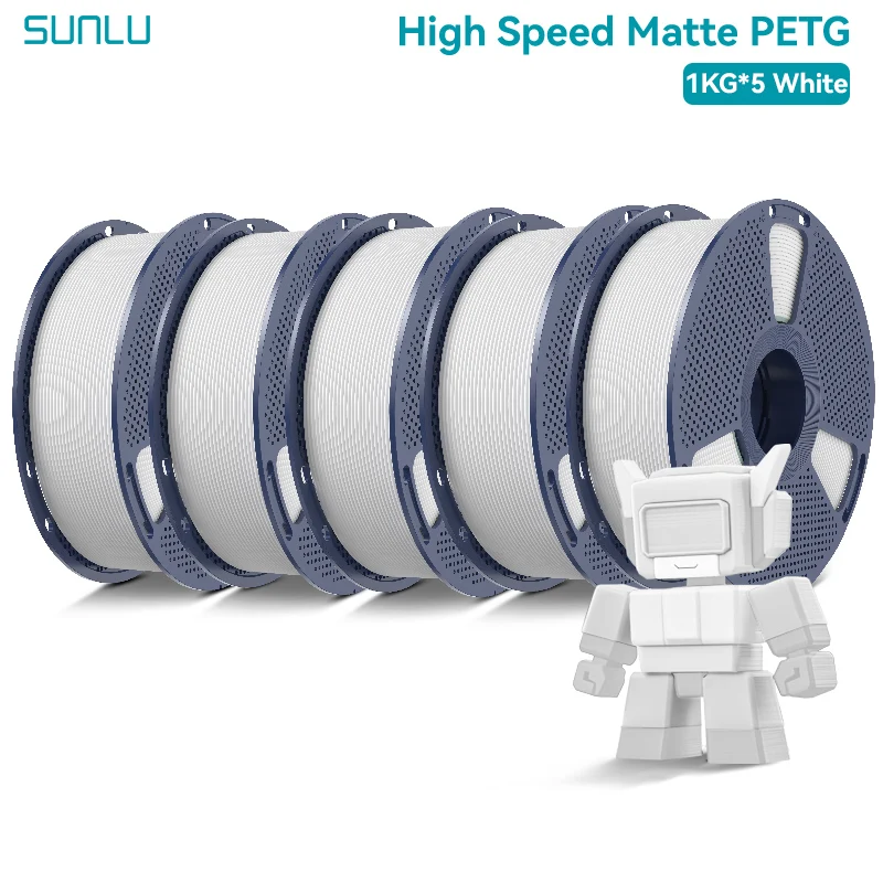 SUNLU 5KG Mattes PETG Hochgeschwindigkeits-3D-Drucker-Filament 1,75mm Hochfestes Schnelles Glattes Druckmaterial PETG-Filament für FDM 3D-Drucker