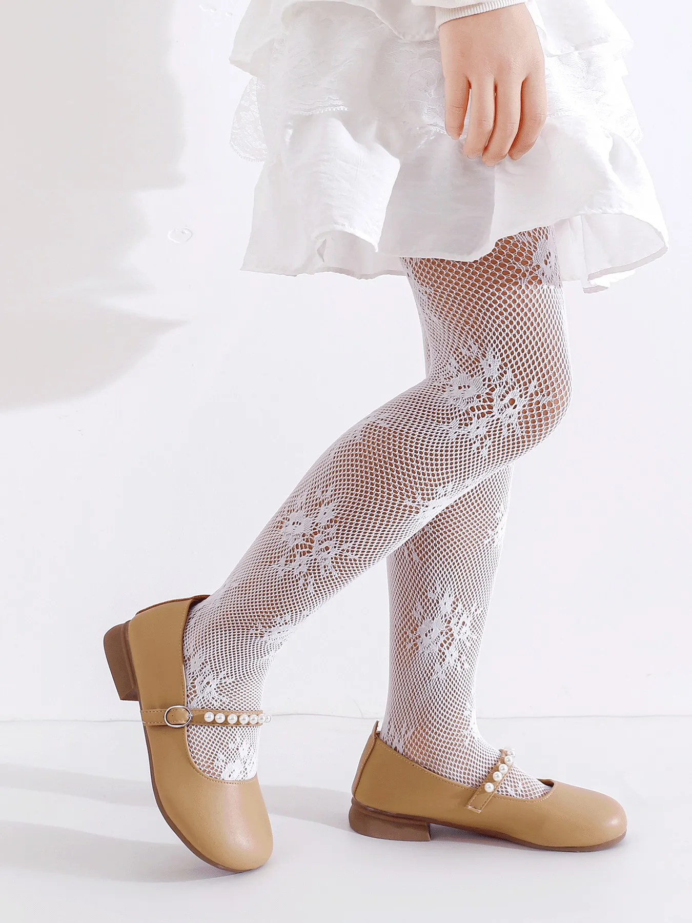 3-teilige Mädchen-Strumpfhose mit floraler Spitze, weiche, atmungsaktive, transparente Strumpfhose, Prinzessinnen-Strumpfhose für den täglichen Gebrauch, Partykleid-Strumpfhose für Kleinkinder von 1–11 Jahren – Detail 6