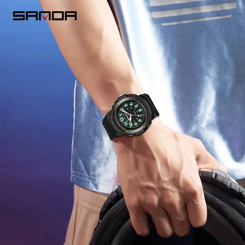 SANDA 6308 nuevo reloj para niños impermeable examen de estudiante reloj de cuarzo silencioso Simple Digital luz colorida reloj de mujer para hombres