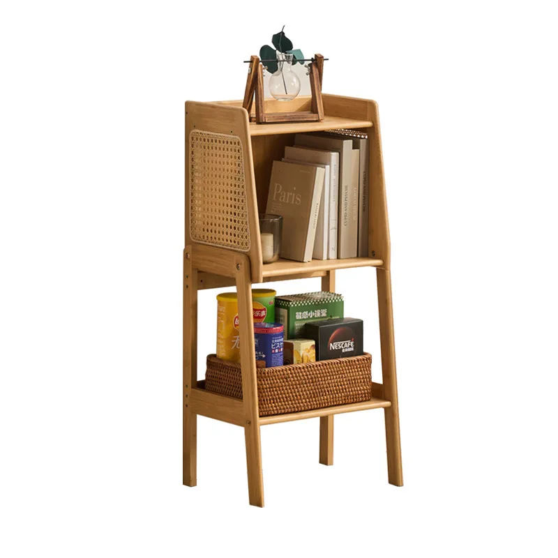 

Small bookshelf Floor-to-ceiling shelf Rattan cabinet Locker next to desk Storage bookcase Simple wall lattice narrow cabinet