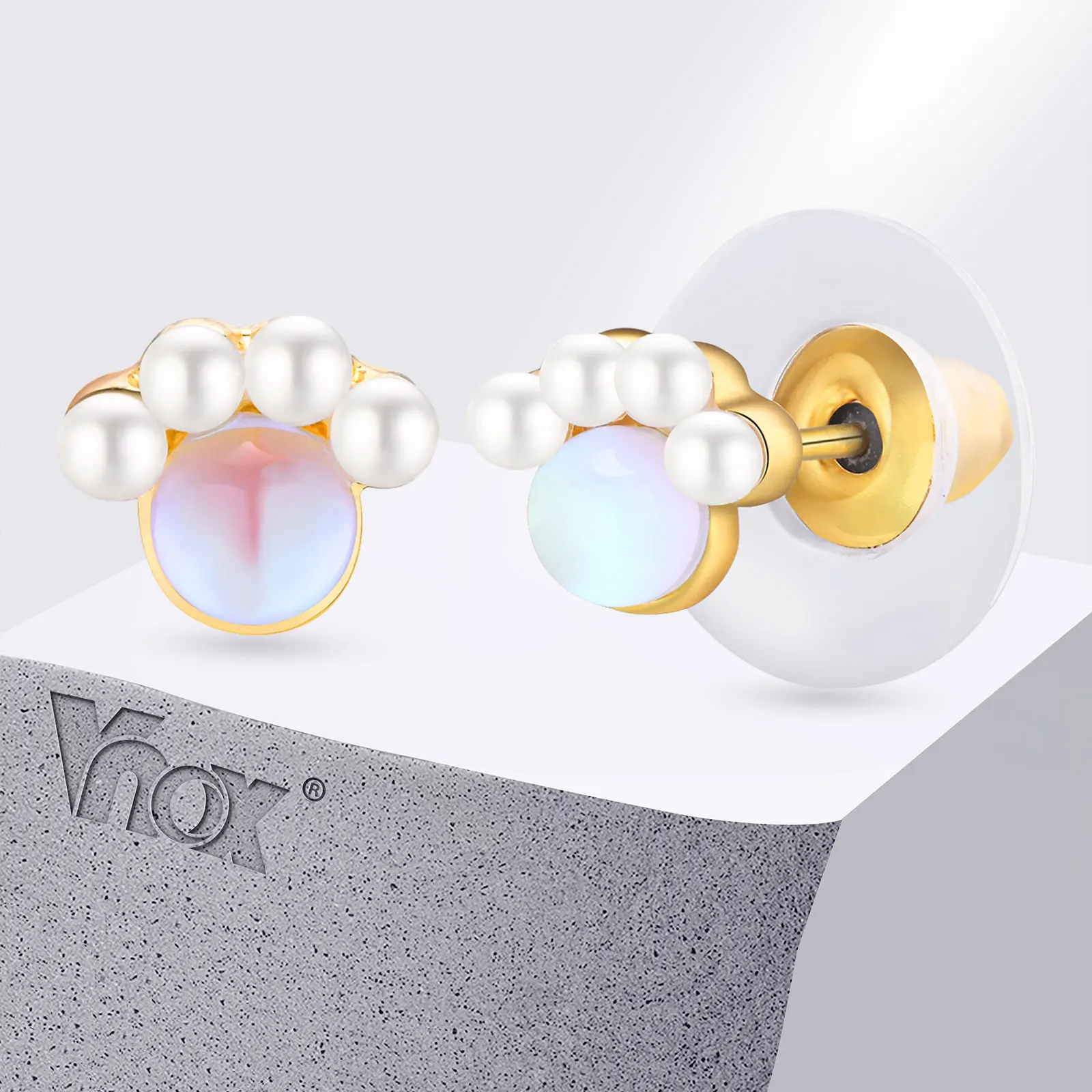 Vnox Cute Fat Foot Stud Earrings for Girls Teens, Clear Natural Stone Soles of Feet Brincos, Simple Ear Jewelry