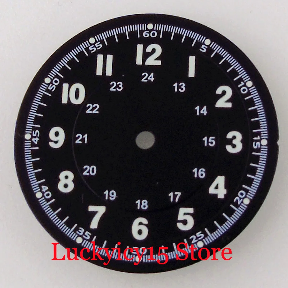 29 mm schwarz/blau/grün/silber steriles Zifferblatt grün leuchtend passend für NH35 NH36 für SKX ETA2824 PT5000 ST2130 Automatikwerk
