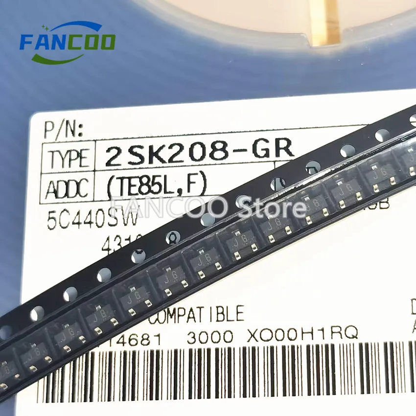 100PC 2SK208 JO JY JG Original 2SK208-Y/GR/O  SC-59 SOT-23-3 2SK208-O 2SK208-Y 2SK208-GR Field Effect Transistor N Channel