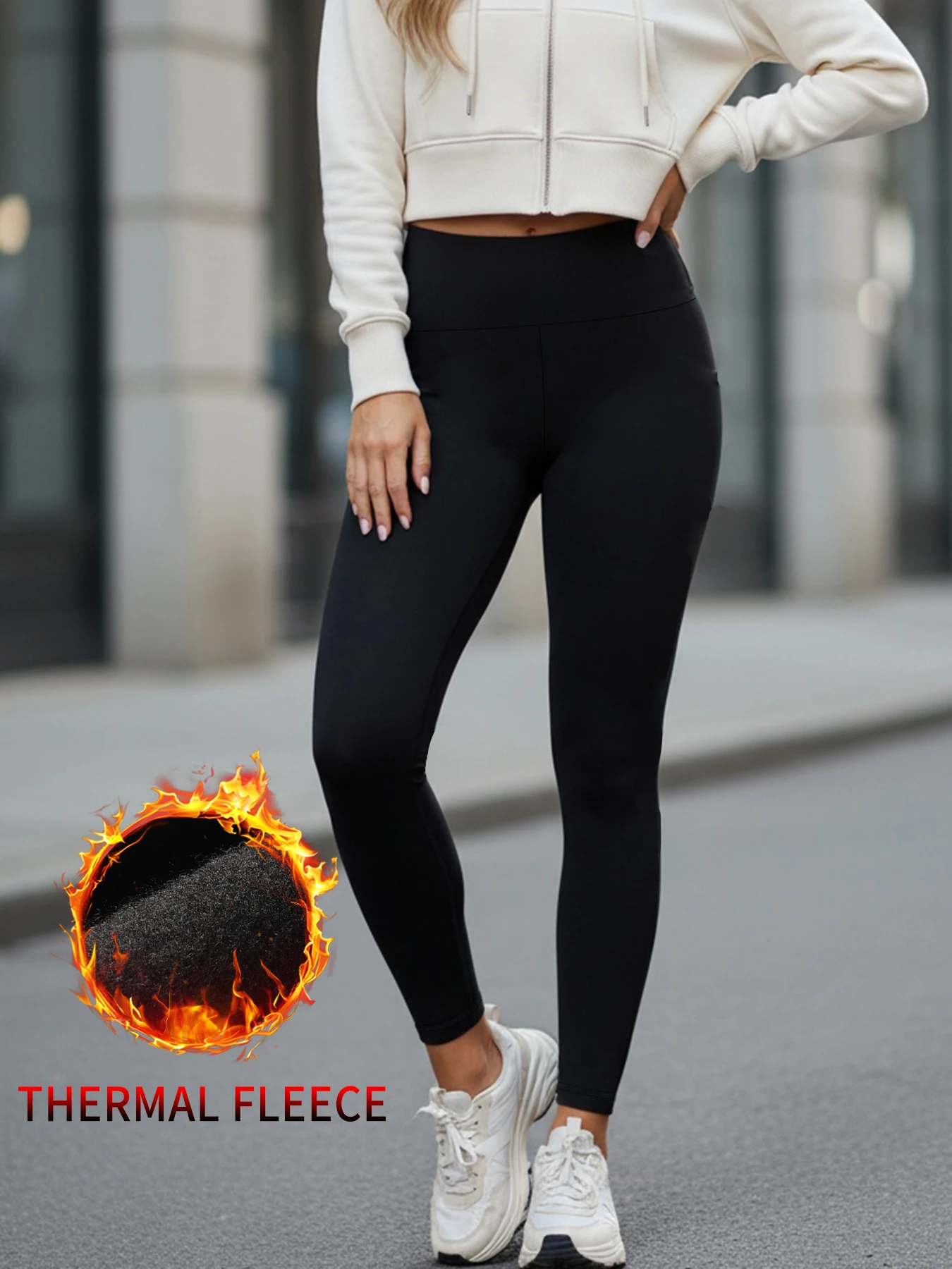 

Womens Thermal Fleece Lined High Waisted Leggings. Workout Winter Warm Thick Tights Soft Yoga Pants