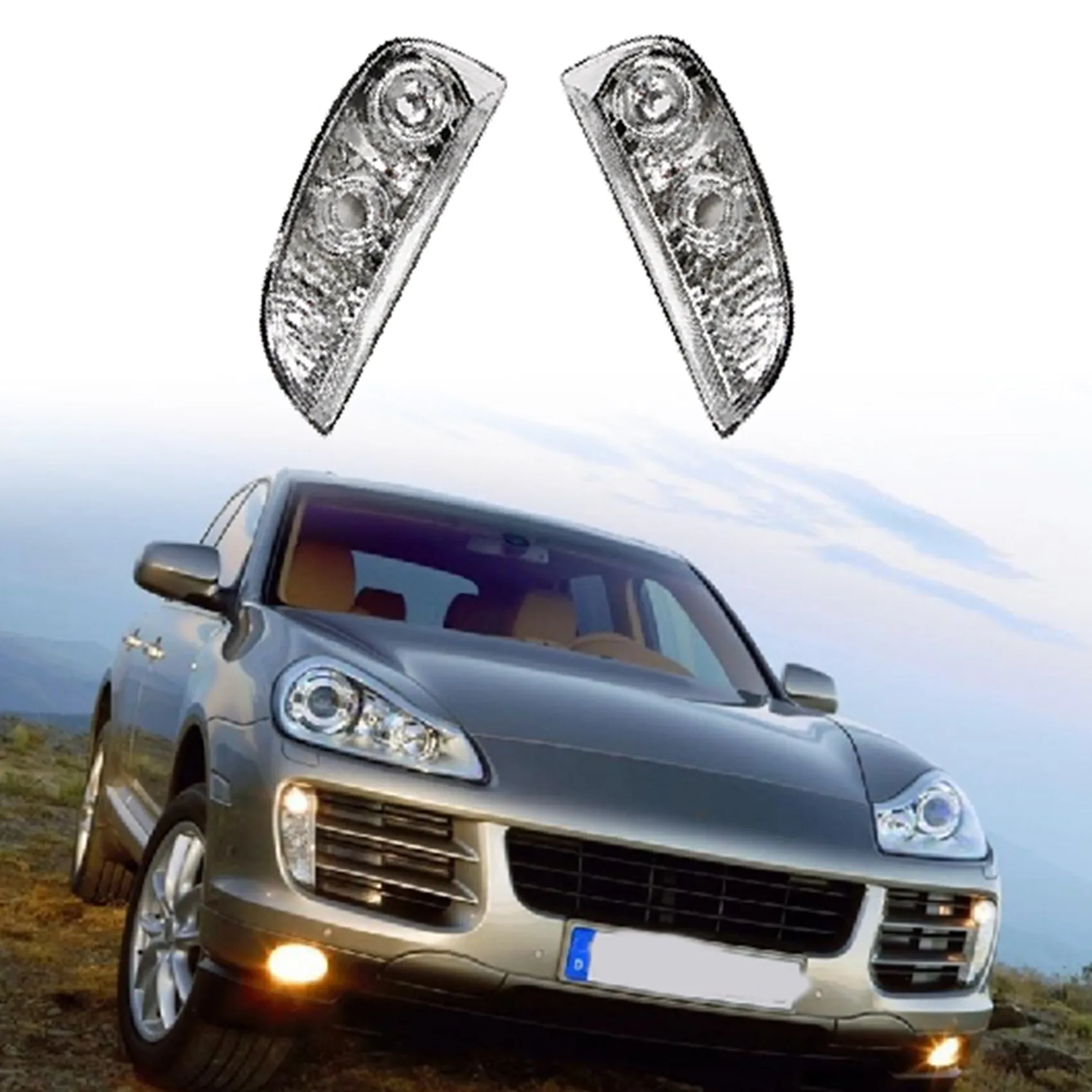 Car Left Right Front Bumper DRL Turn Signal Fog Light Lamp Fit For-Porsche Cayenne 2007 2008 2009 2010