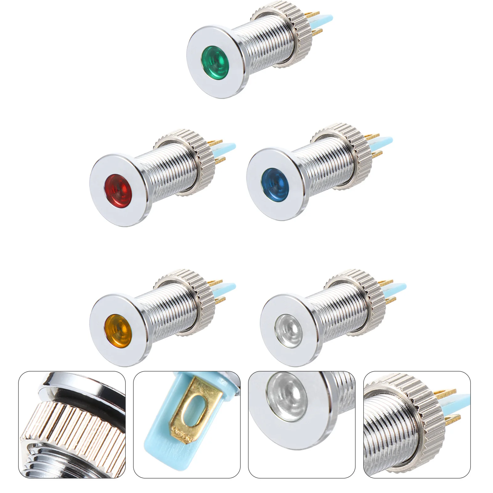 

5Pcs Metal Indicator Light Durable Signal Lamp for Car Dashboard 12V 24V Directional Warning Lamp Indicator Light