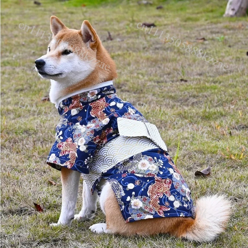 Japanese Style Pure Cotton Pet Kimono Small and Medium Dog Clothes Corgi Shiba Inu Puppy Cat Clothes Dogs Accessories