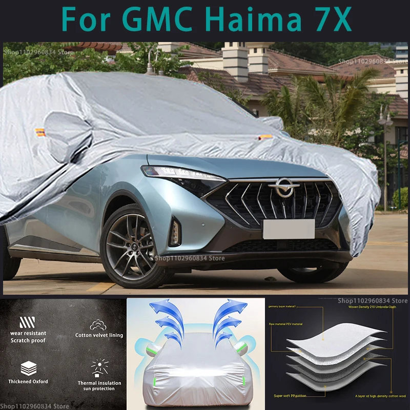 

For Haima 7X 210T Waterproof Full Car Covers Outdoor Sun uv protection Dust Rain Snow Protective Auto Protective cover