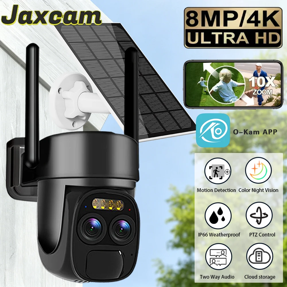 

4K 8MP Dual Lens 10X Zoom PTZ Solar Wireless Camera Dual Screen Auto Tracking Outdoor WIFI Security CTV Surveillance IP Camera