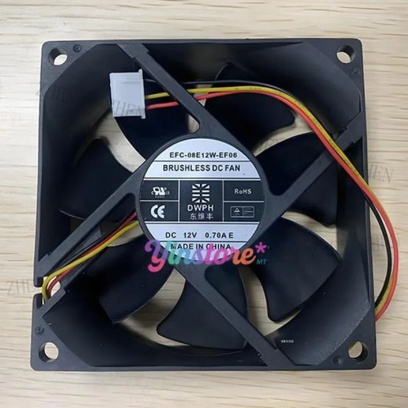 Y 1 Pc. New for EFC-08E12W-EF06 Cooling Fan 8025 DC12V 0.70A 8CM 3-Wire 4-Pin
