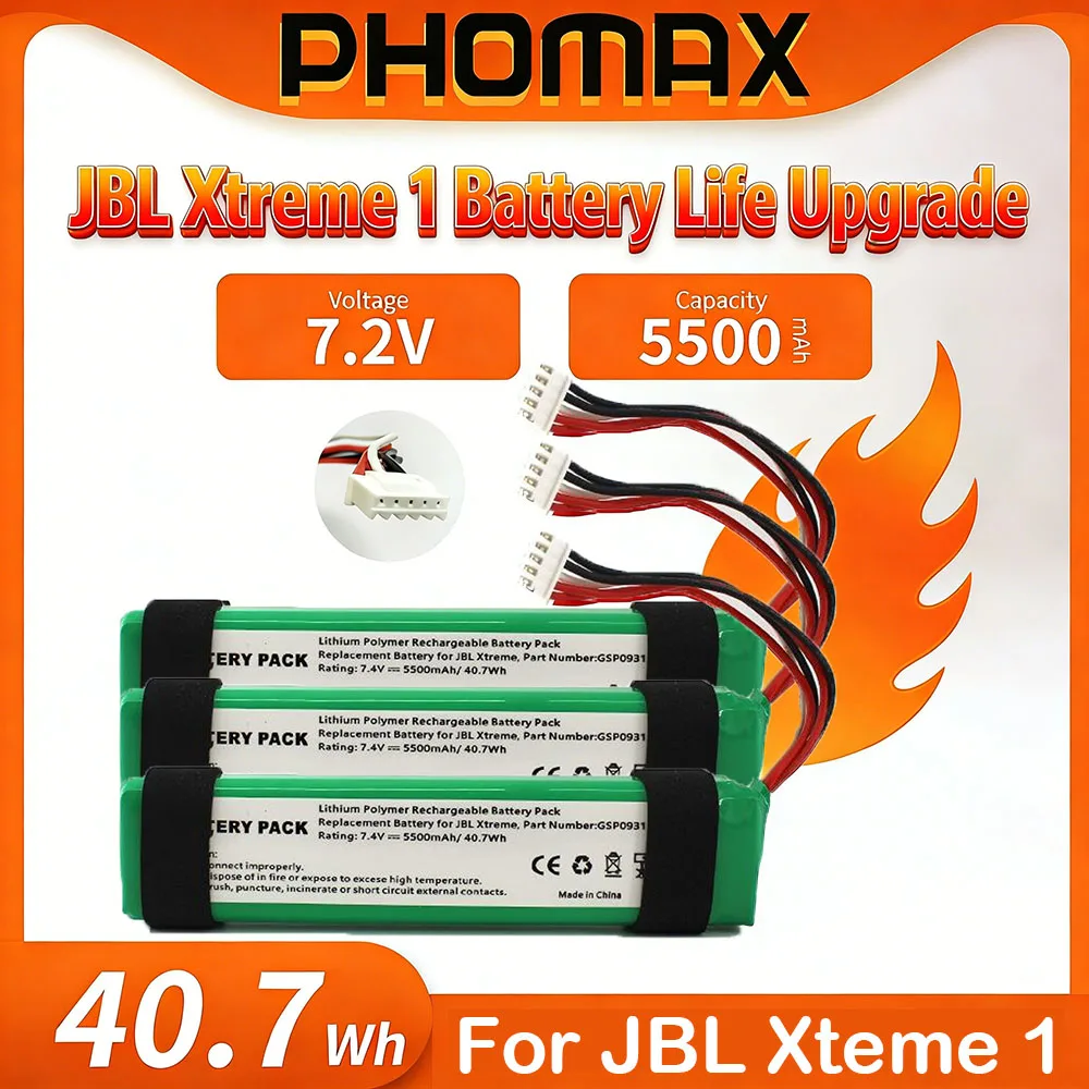 

PHOMAX 7.4V 5500mAh Rechargeable Battery GSP0931134 Speaker Battery for JBL XTREME Xtreme 1 Xtreme1 wireless bluetooth Batteries
