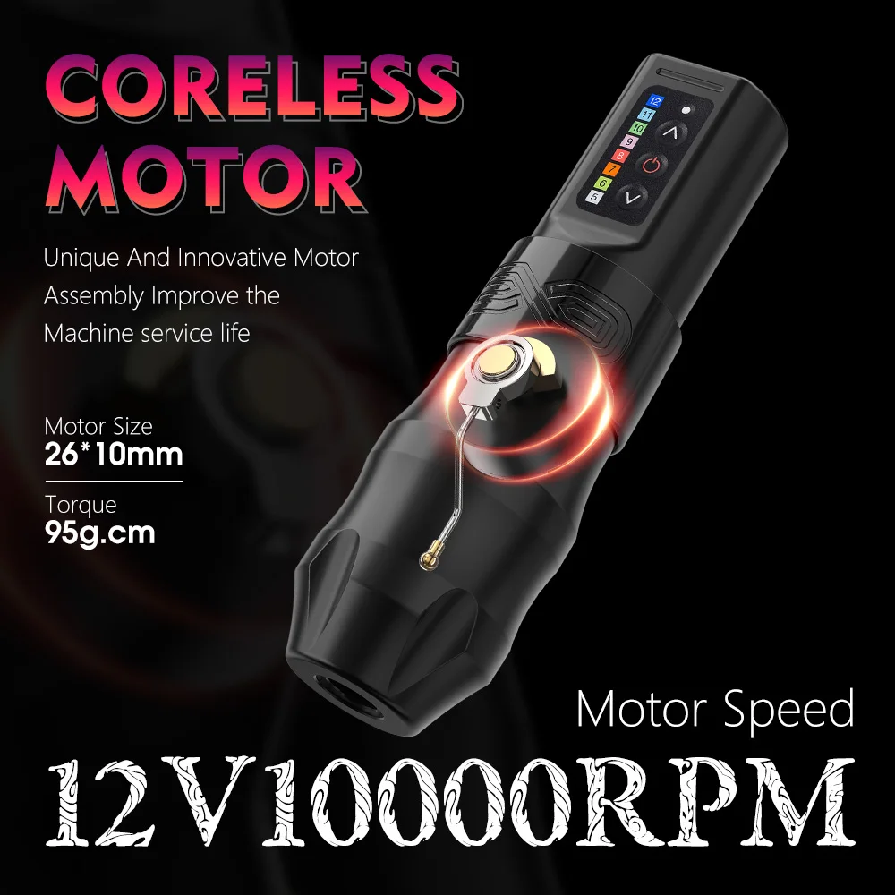 Professional Wireless Tattoo Machine Rotaty Pen Powerful Coreless Motor 2400mAh Battery Capacity for Tattoo Artist