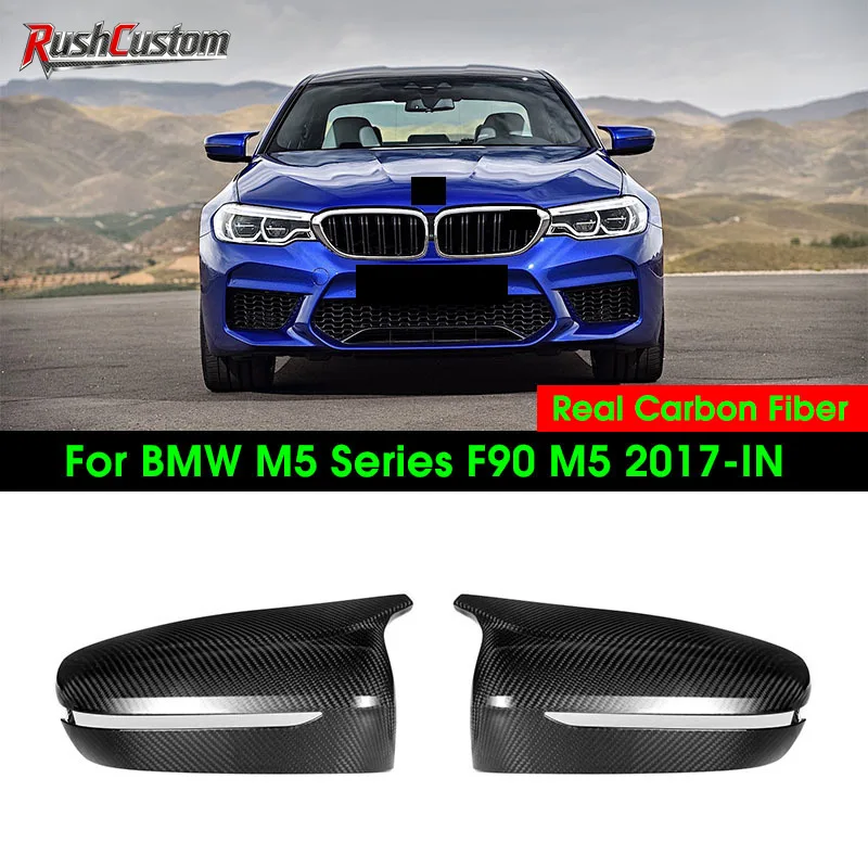 

Real Dry Carbon Fiber Car Door Side Rearview Mirror Caps for BMW M5 Series F90 2017-IN OEM Style Mirror Cover Cap 1 Pair Glossy