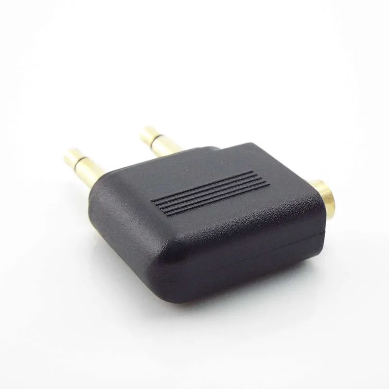 3.5mm Airplane Airline Air Plane Headphone Mono Audio Converter Travel Jack Plug Splitter Adapter Gold Nickel Plated