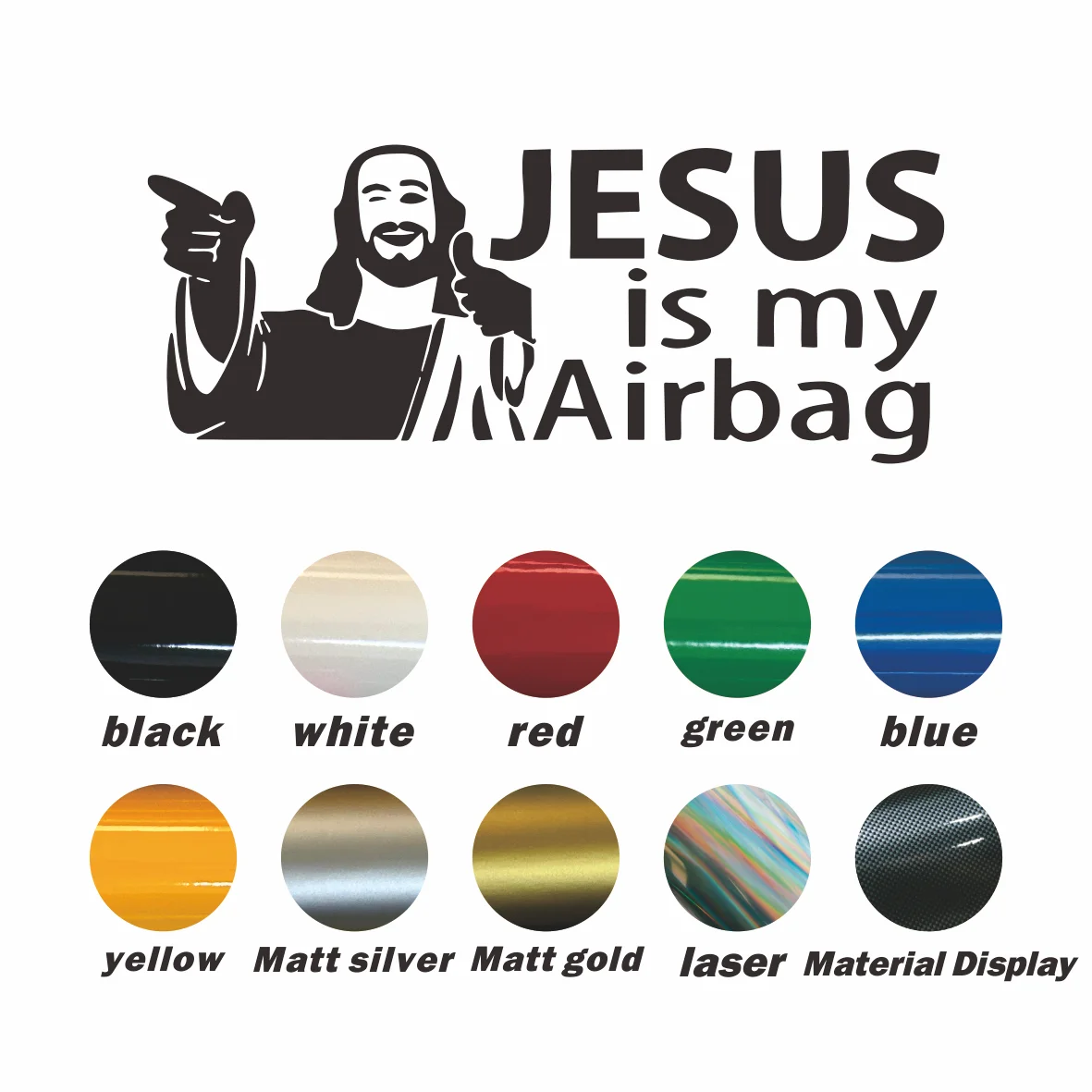 

Custom "JESUS IS MY AIRBAG" Vinyl Car Sticker Decal, Fit for SUV/Truck/Car Windows, Waterproof UV-Resistant Laser-Cut Easy-Insta