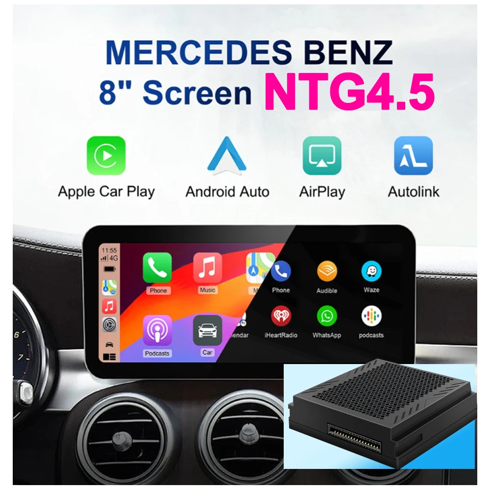 Drahtloses Carplay, geeignet für Mercedes Benz NTG4.5 A B C E CLA GLA GLK ML Sprinter Becker Modul Android Auto Navigation