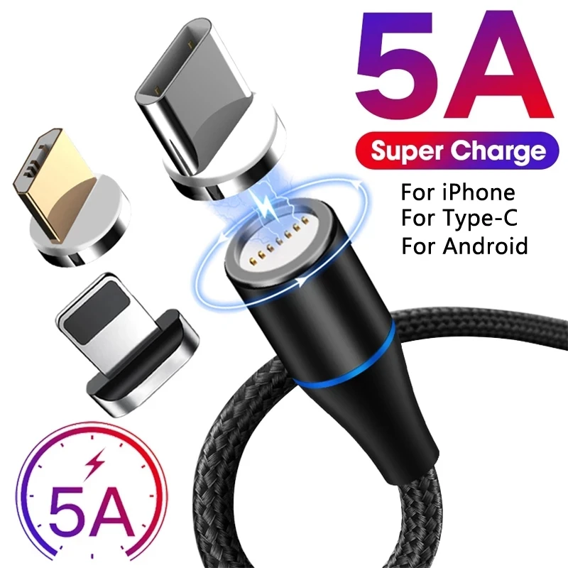 Magnetic Cable Type-C USB Fast Charging USB C Cable For Xioami 11 10 T 9 8 Lite Redmi 9T Note 10 S Pro Google Pixel 6 4A 5 Cable