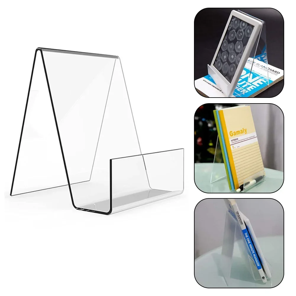 1Pcs Acrylic Book Stand Display Holder Desktop Transparent Bookshelf Magazine Vertical Ledge Table Shelf For Displaying Books