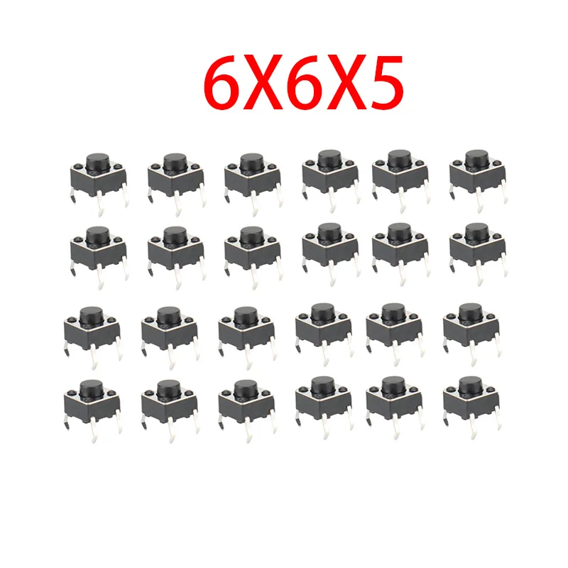 100 sztuk/partia Mini mikro chwilowy dotykowy przełącznik wciskany 6*6*5mm 4 Pin ON/OFF klawisze przycisk DIP 6x6x5mm