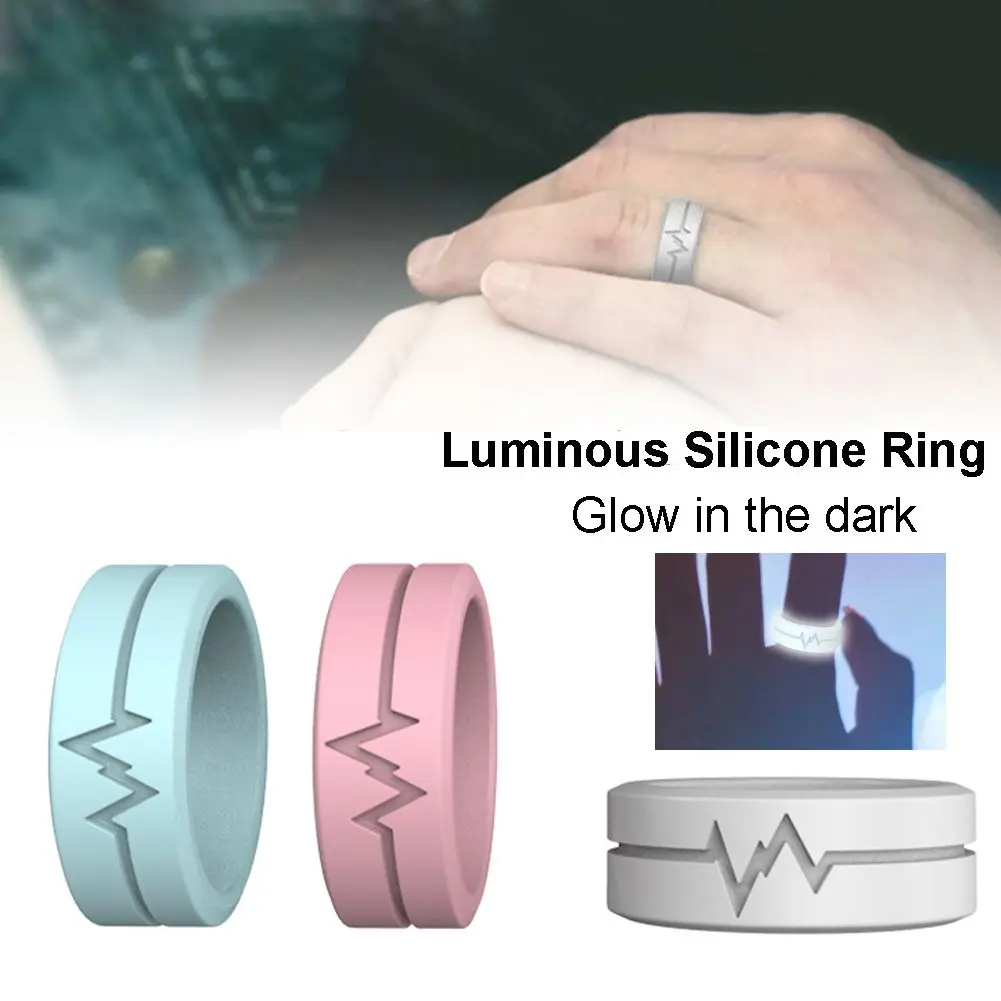 Jewelry Gifts Wedding Anniversary Birthday Party Fashion For Men Women Glow In The Dark Fluorescent Ring Luminous Silicone Ring