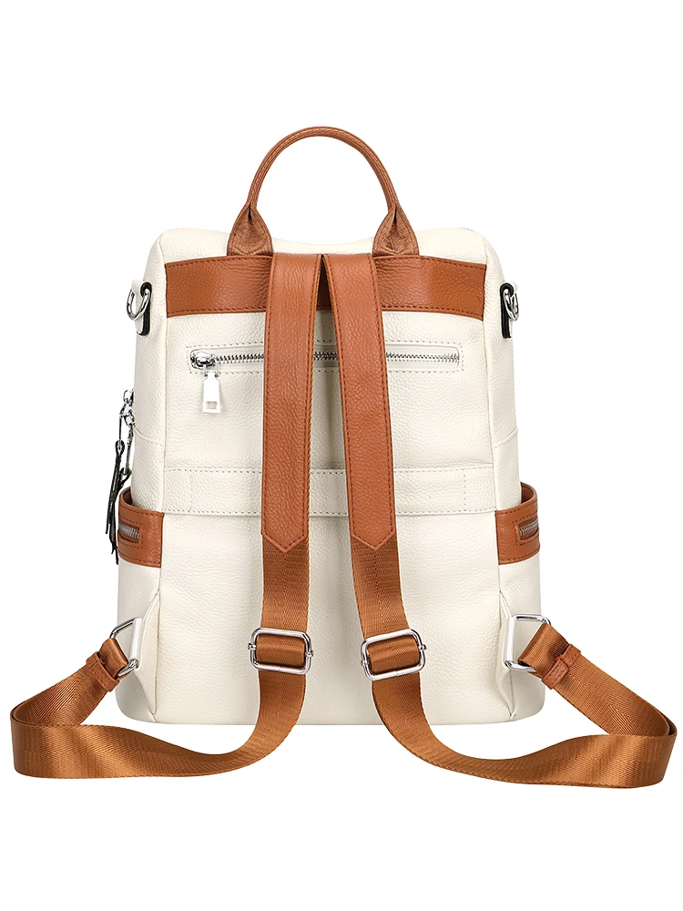 DOLEESUNE-mochila de piel auténtica para mujer, bolso de hombro de moda elegante, informal, de viaje