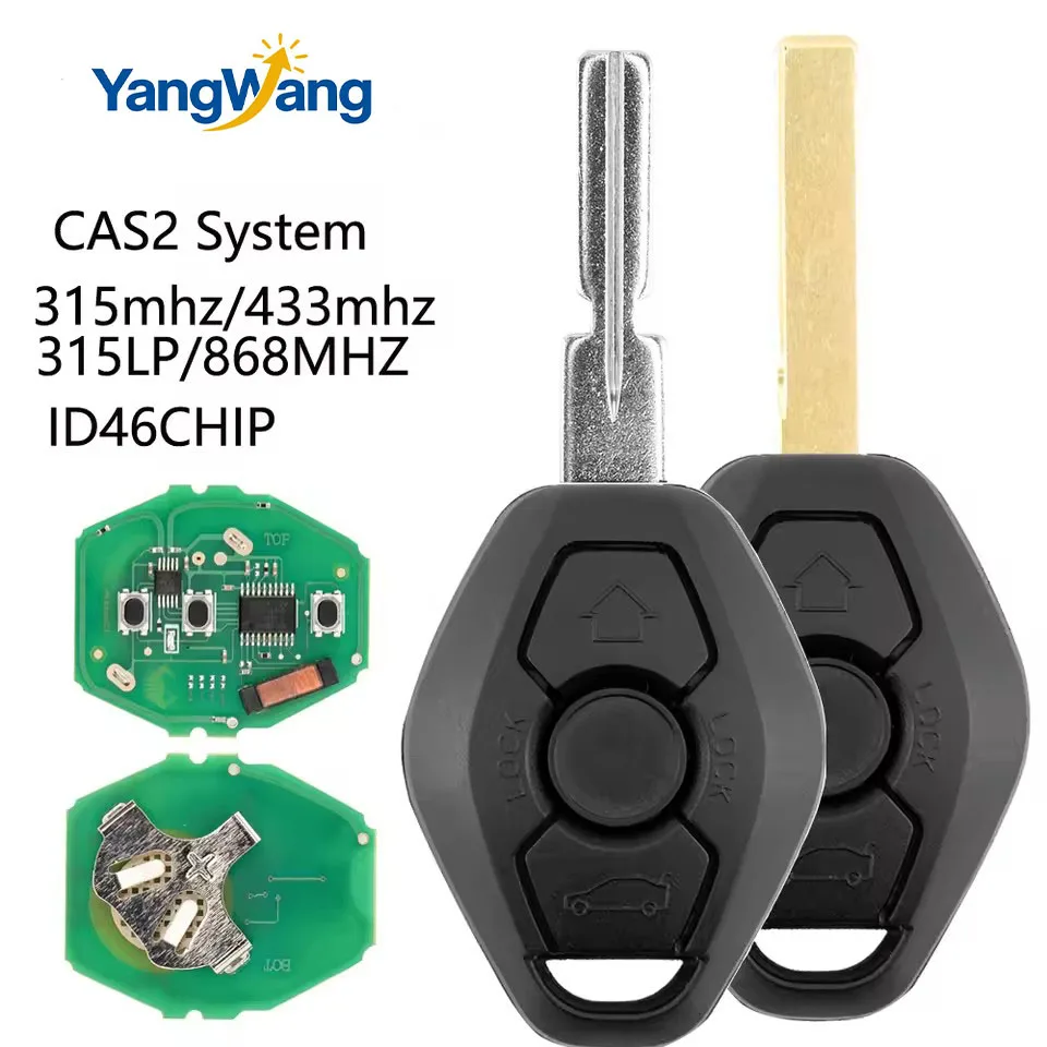 YangWang 3 buttons Remote Key for BMW 3 5 7 series X3 X5 Z3 Z4 Z8 E46 E60 E83 E53 E36 E38 CAS2 315LP MHZ 315MHz 433MHZ 868MHZ