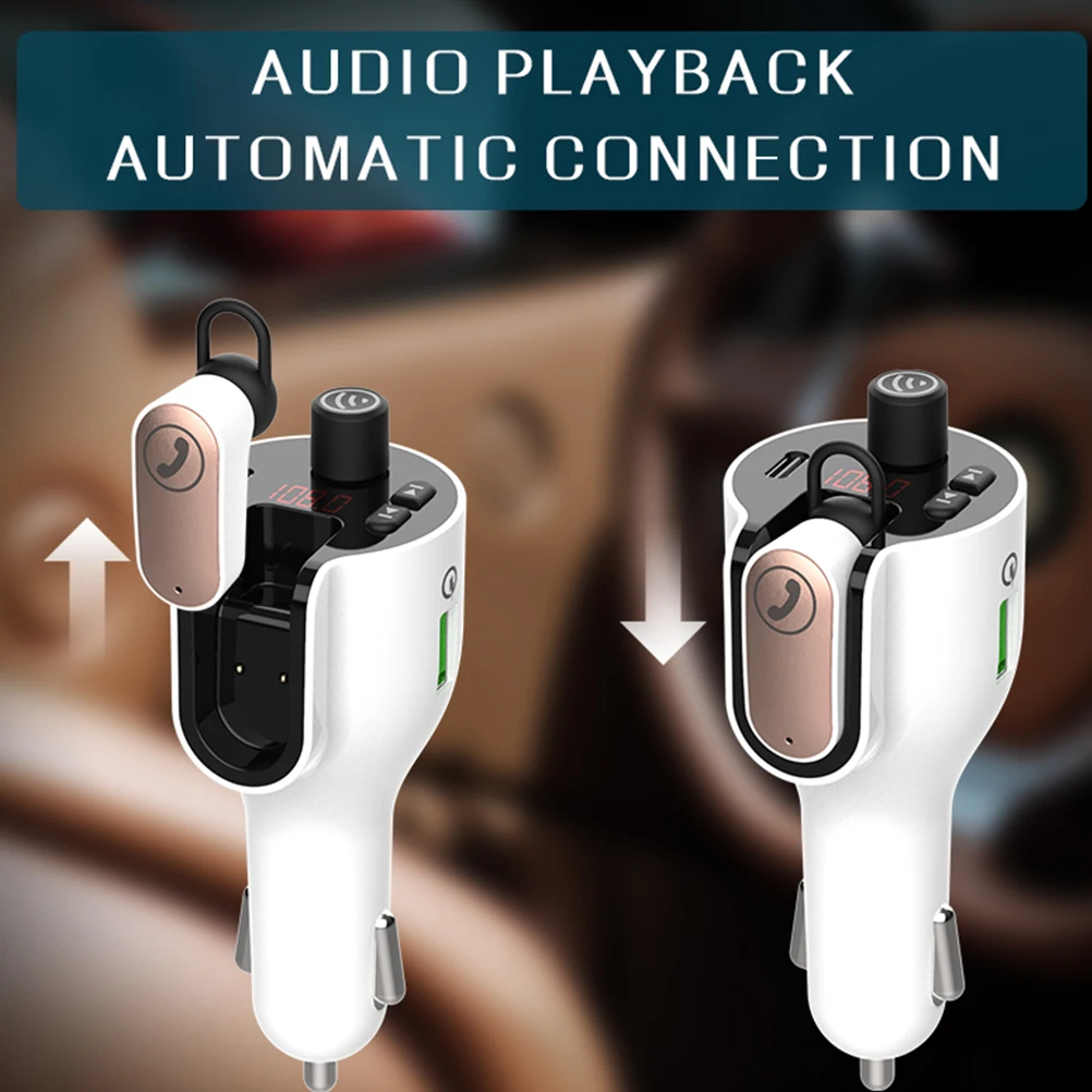

1pc Car Mounted Headphone Aux Out Handsfree Wireless Earphone Usb Charging Port Multifunctional Mp3 Player Adapter