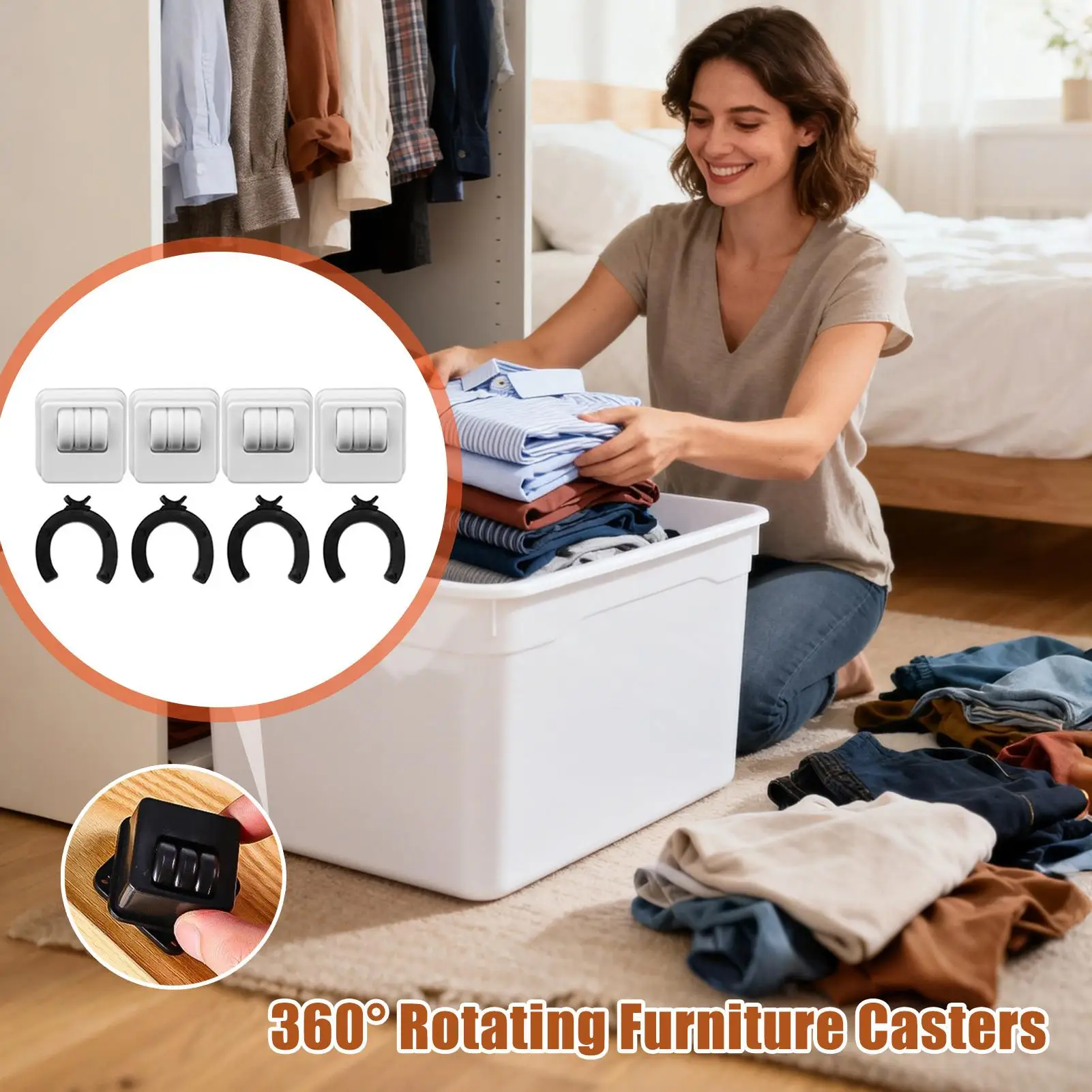 Castors For Furniture 4 Pieces Adhesive Casters 360 Degree Rotatable Mini Appliance Rollers With Brake For Furniture Trash Can